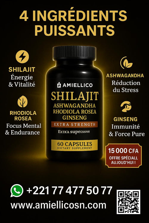 Shilajit Extra Strength – Énergie, Immunité et Clarté Mentale en Capsules Naturelles