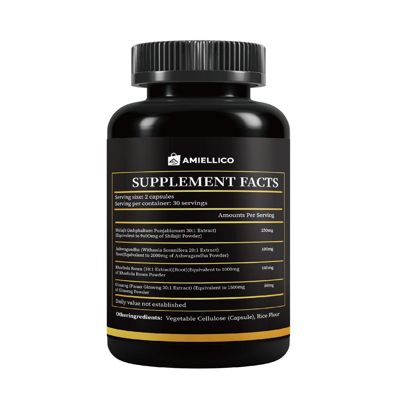 Shilajit Extra Strength – Énergie, Immunité et Clarté Mentale en Capsules Naturelles