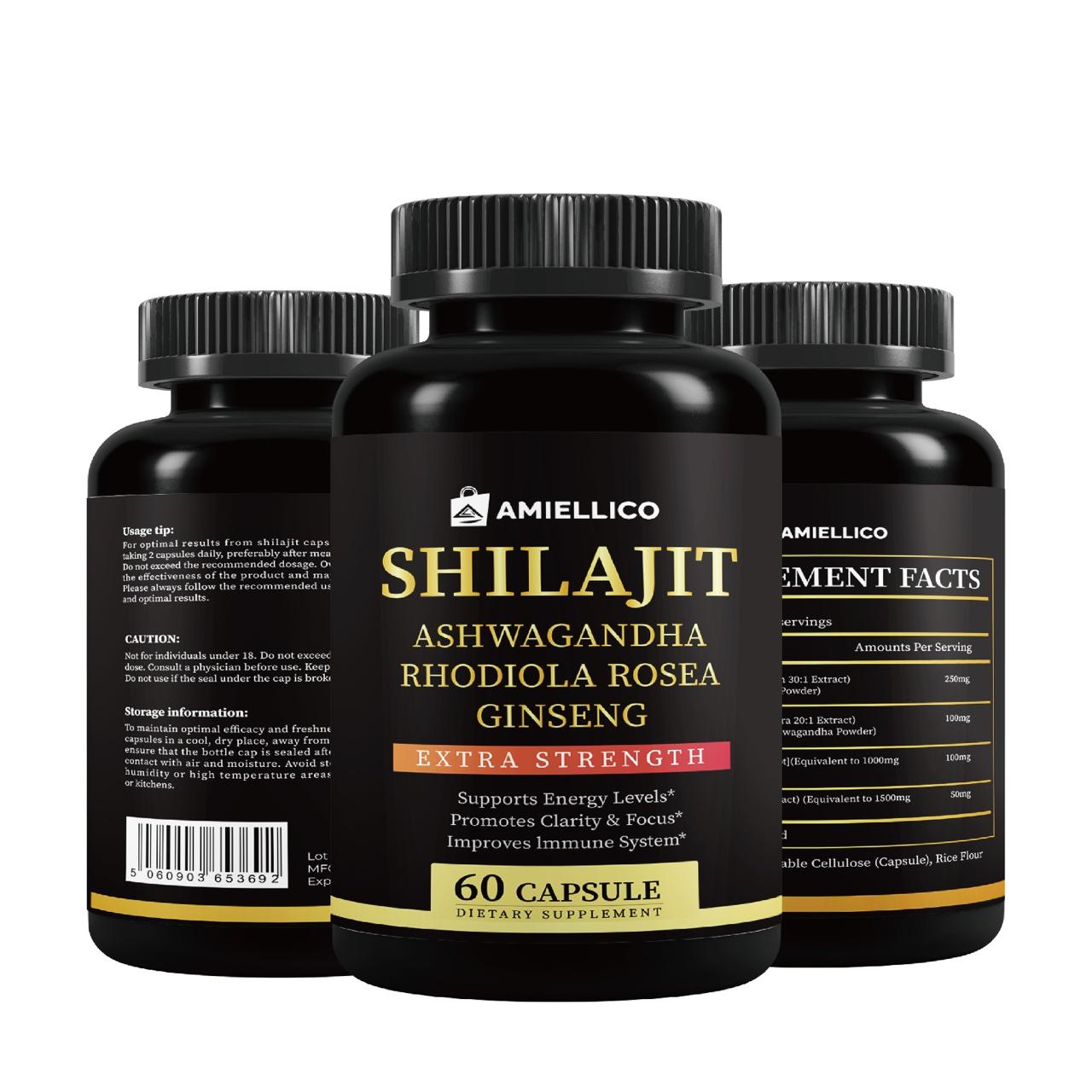 Shilajit Extra Strength – Énergie, Immunité et Clarté Mentale en Capsules Naturelles